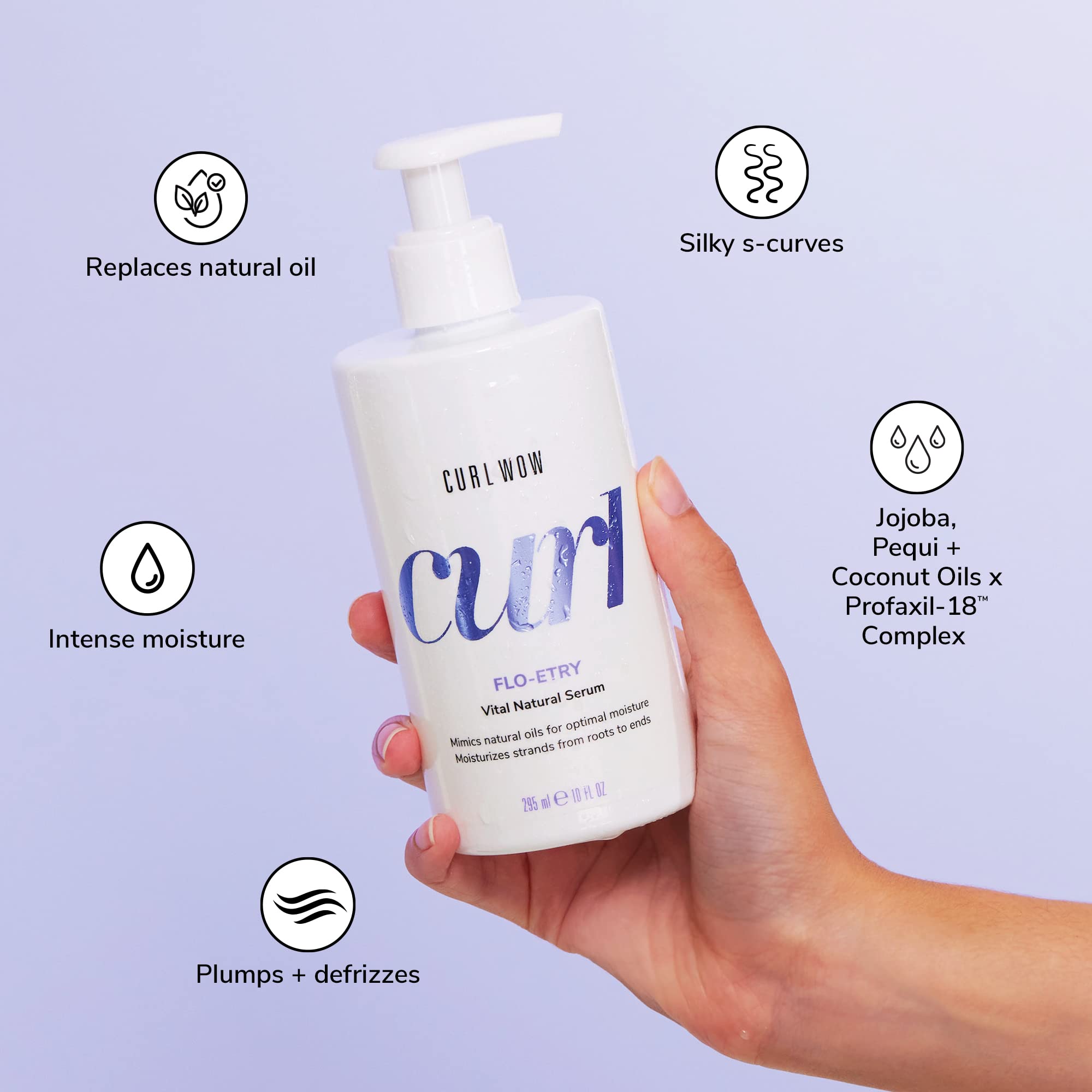 COLOR WOW Curl Wow Flo-etry Vital Natural Serum – Rich-oil blend moisturizes dry, dehydrated strands from root to tip for instantly plump, plush, juicy curls, No weight or greasy feel!